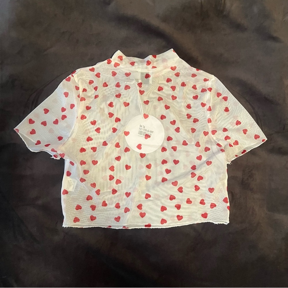 Sheer Top with Red Heart Pattern - Picture 3 of 4